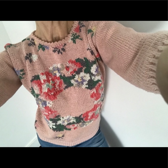 Petite Sophisticate Vintage Floral Pink Sweater - Picture 2 of 13